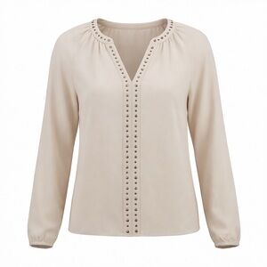 Vince Camuto Cream Studded Blouse